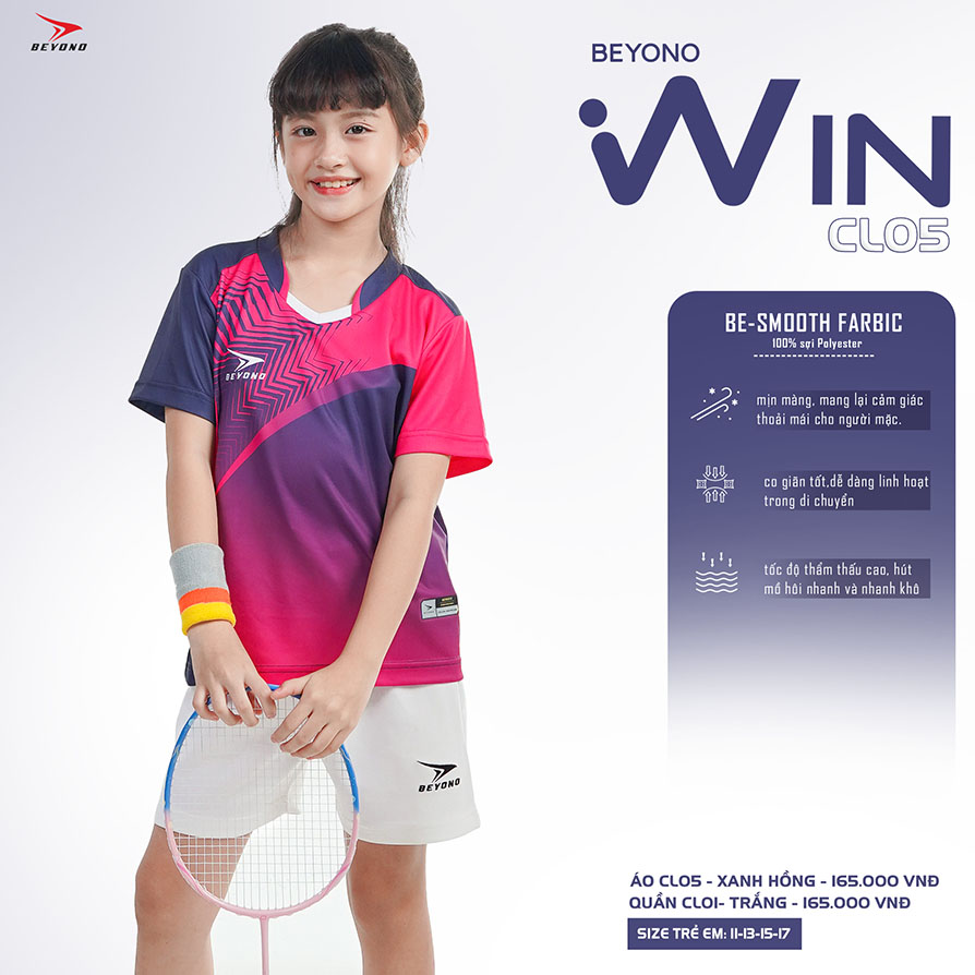 Áo thể thao cầu lông trẻ em Beyono Win CL05