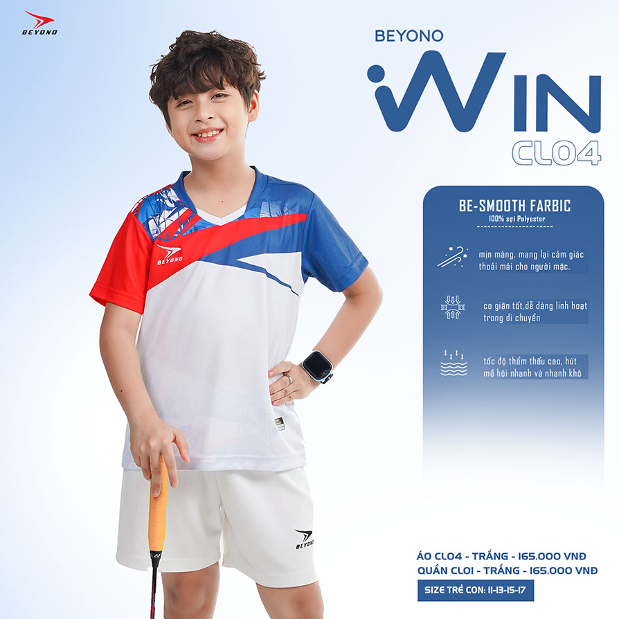 Áo thể thao cầu lông trẻ em Beyono Win CL04