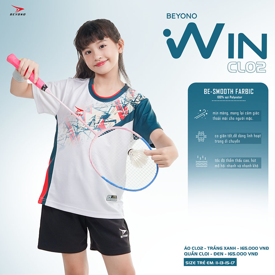 Áo thể thao cầu lông trẻ em Beyono Win CL02